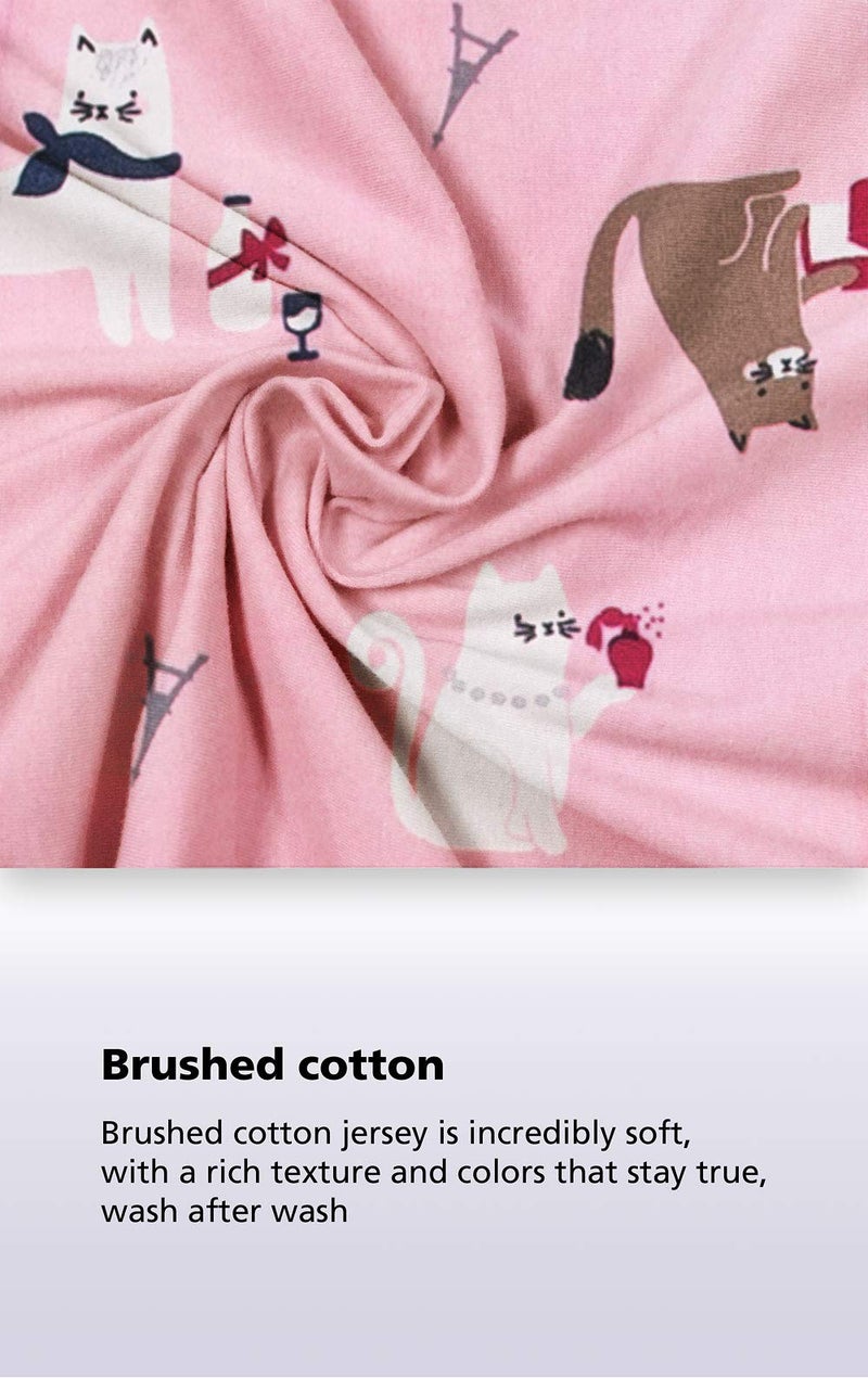 PajamaGram Cotton Womens Pajama Sets - Cat Pajamas for Women, Pink, M / 10-12 - Image 5